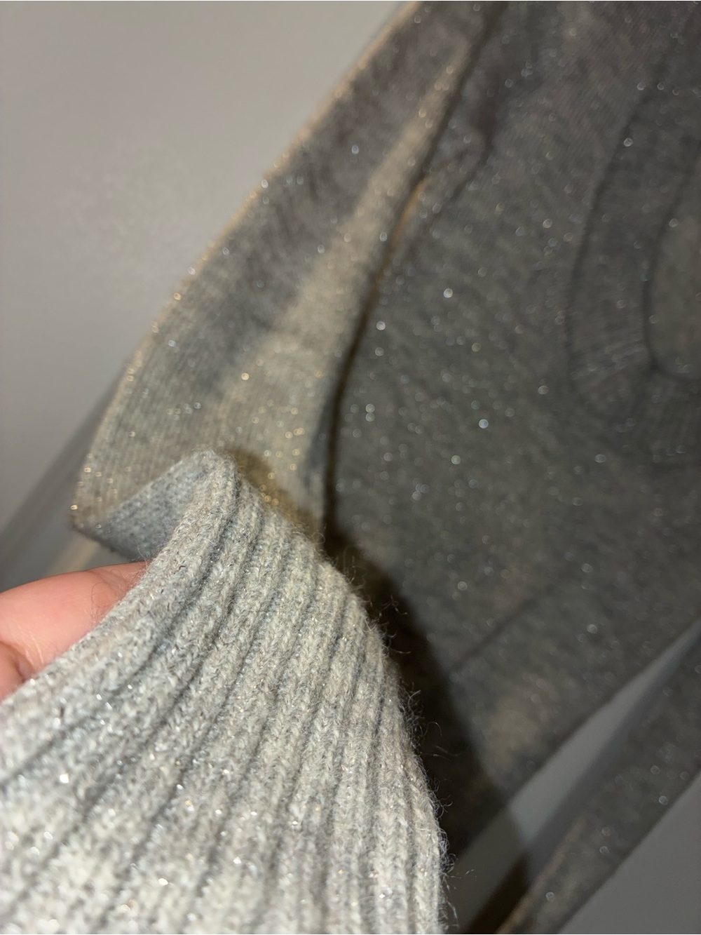 Express Y2K Metallic Ribbed Crewneck Sweater - Silver Gray